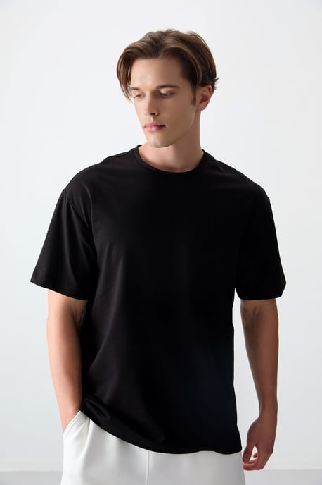 Oversized Baumwollmischung Rundhalsausschnitt T-Shirt - Image 4