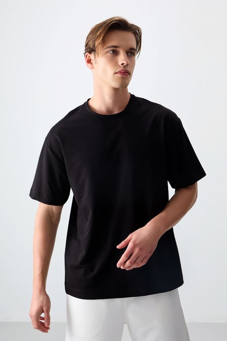 Oversized Baumwollmischung Rundhalsausschnitt T-Shirt - Image 6