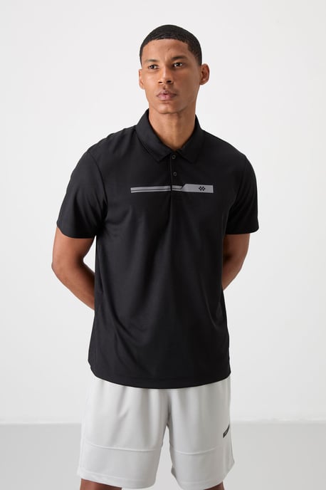 Herren Polo Kragen Knopf T-Shirt - Image 3