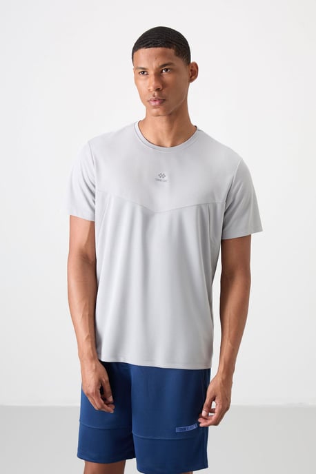 Herren Unifarbenes Polyester Rundhals-T-Shirt - Image 3