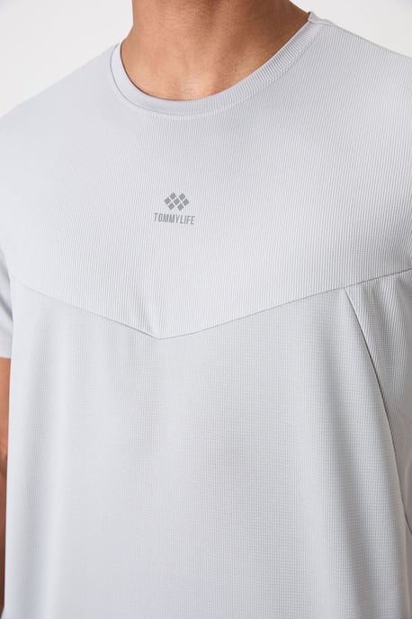Herren Unifarbenes Polyester Rundhals-T-Shirt - Image 5