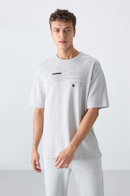 Übergröße Bedrucktes Rundhals-T-Shirt - Image 1