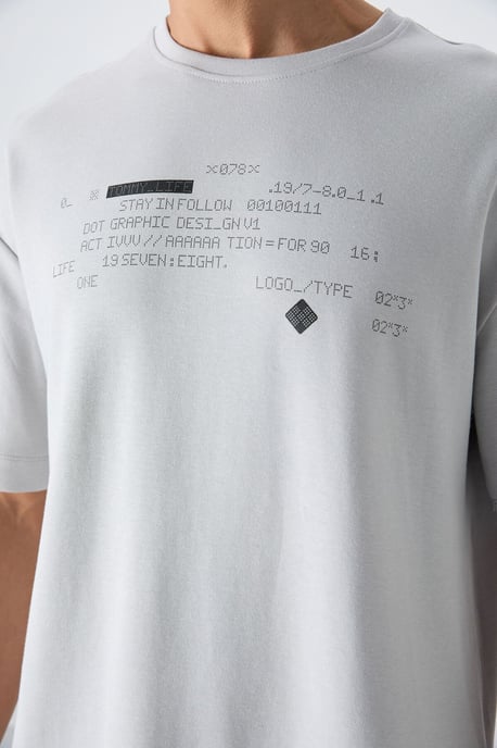Übergröße Bedrucktes Rundhals-T-Shirt - Image 3