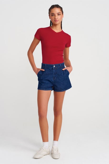 Slim Fit Baumwoll V-Ausschnitt T-Shirt - Image 4