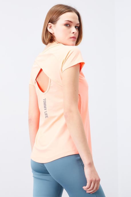 Tommy Life Kurzarm-T-Shirt für Damen mit Rundhalsausschnitt - Orange - Image 5