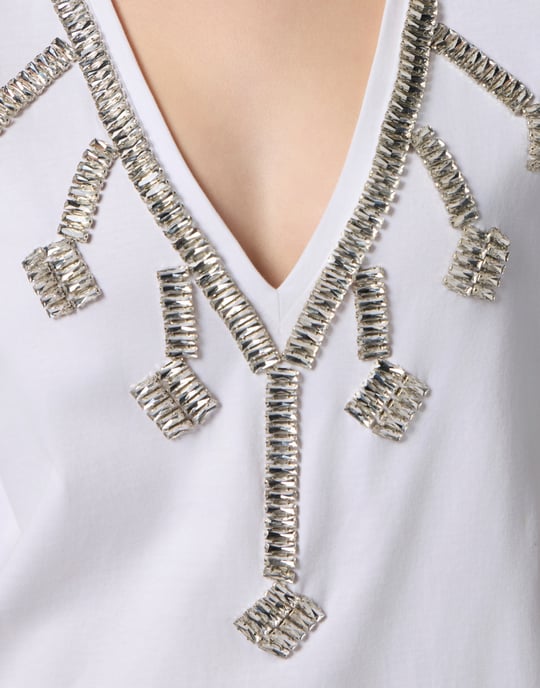 V-Neck T-Shirt Crystal Fringes - Image 3