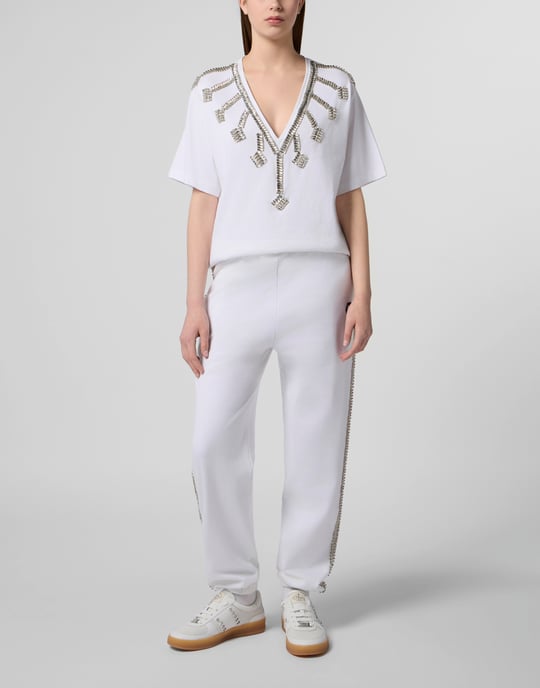 V-Neck T-Shirt Crystal Fringes - Image 4