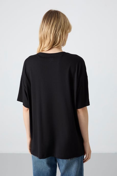 Übergroßes Baumwoll-Modal Rundhals-T-Shirt - Image 6