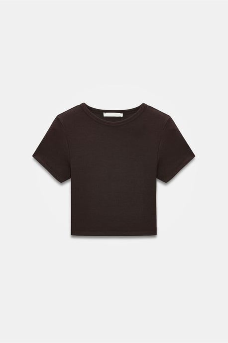 Damen Crop Slim-Fit Rundhalsausschnitt T-Shirt - Image 5