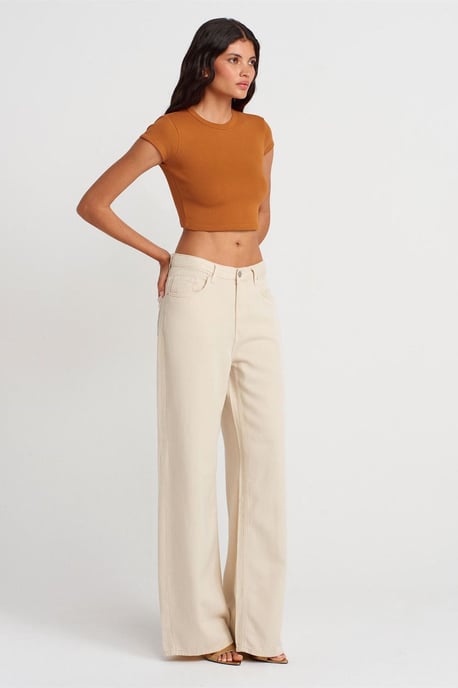 Damen Slim Fit Crop Crew Neck T-Shirt - Image 4
