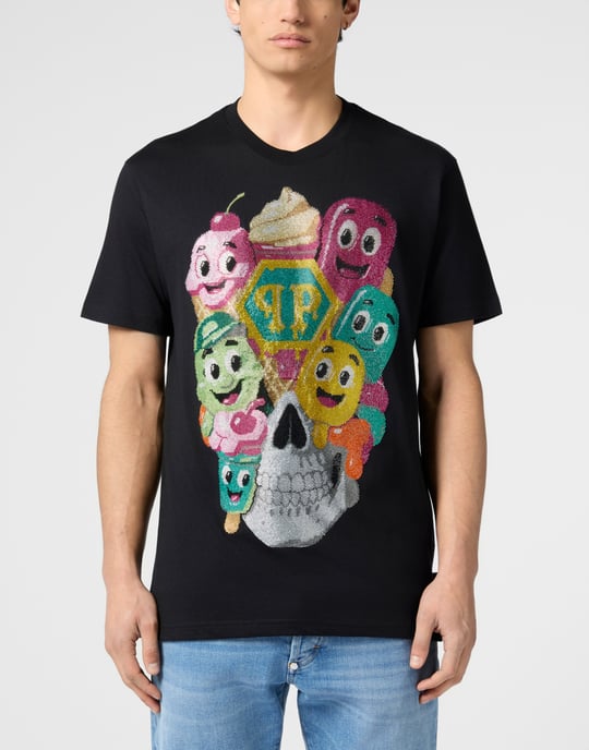 Round Neck T-Shirt Little Ice Cream Skull - Image 2