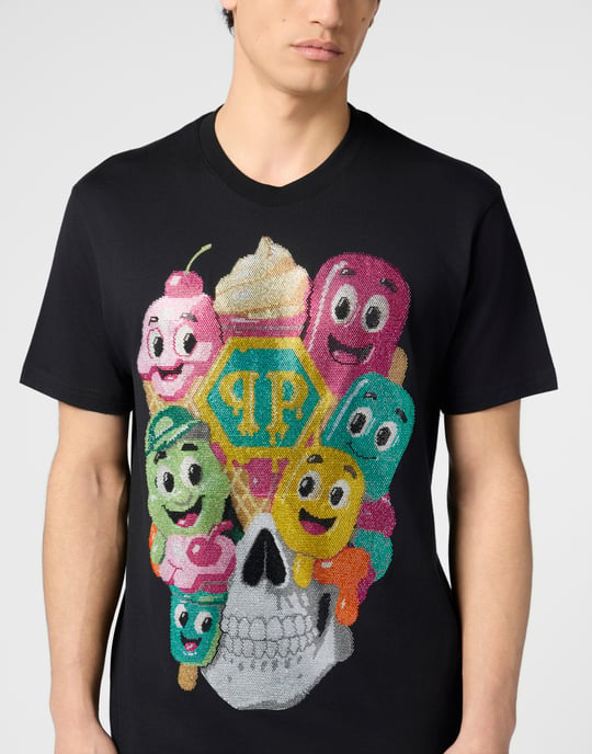 Round Neck T-Shirt Little Ice Cream Skull - Image 3