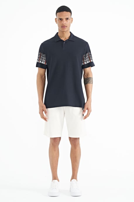 Herren Baumwoll Polo-Kragen Bedrucktes T-Shirt - Image 2