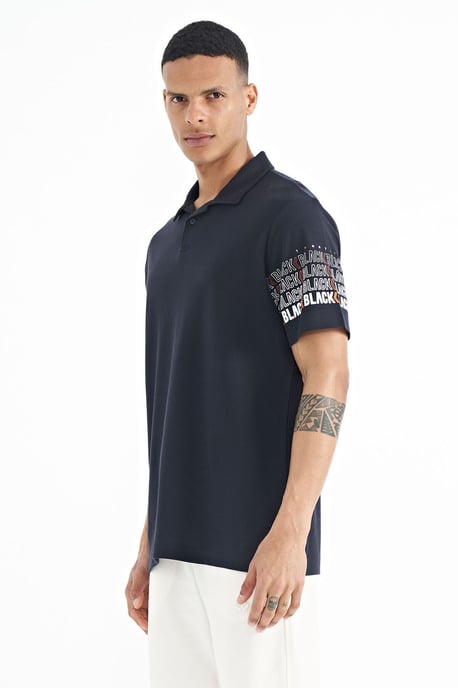 Herren Baumwoll Polo-Kragen Bedrucktes T-Shirt - Image 4