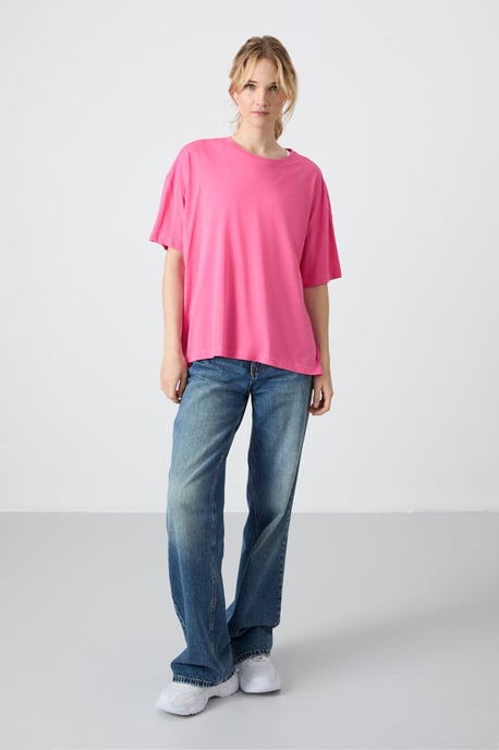 Übergröße Baumwoll-Modal Rundhals T-Shirt - Image 2