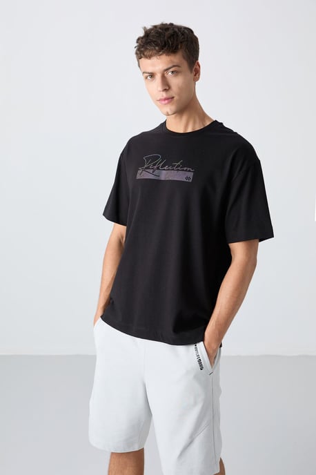 Übergrößen Bedrucktes Baumwollmisch-T-Shirt - Image 4