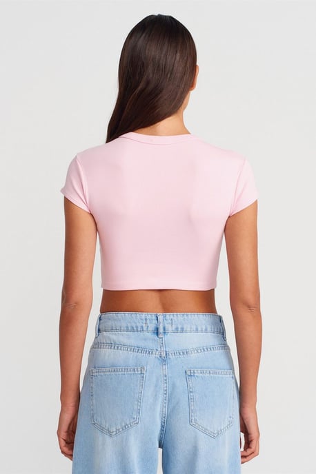 Damen Slim Fit Crop Crew Neck T-Shirt - Image 2