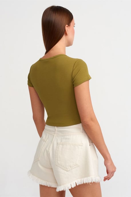 Damen Kurz geschnittenes Slim-Fit Rundhals-T-Shirt - Image 2
