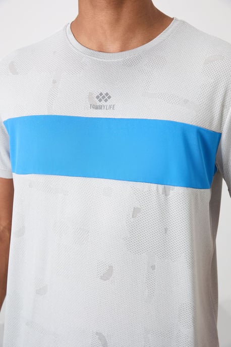 Herren Farbblockiertes Rundhals-T-Shirt - Image 3