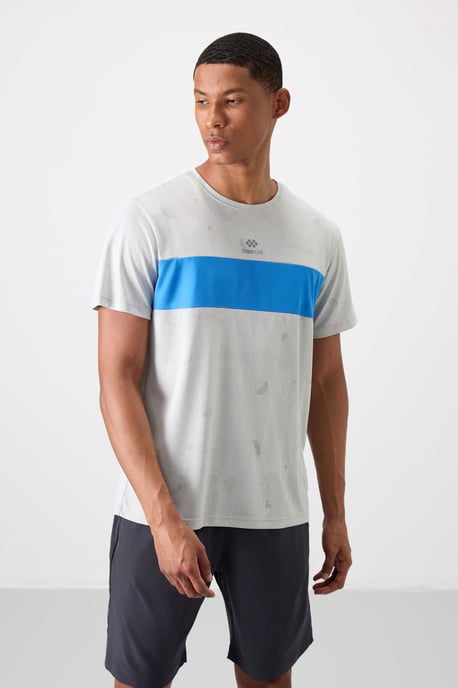 Herren Farbblockiertes Rundhals-T-Shirt - Image 4