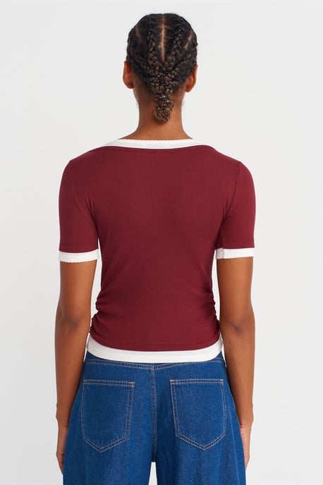 Damen Crop Slim-Fit Rundhalsausschnitt T-Shirt - Image 2