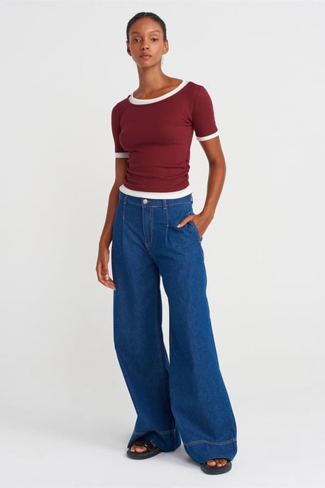 Damen Crop Slim-Fit Rundhalsausschnitt T-Shirt - Image 4