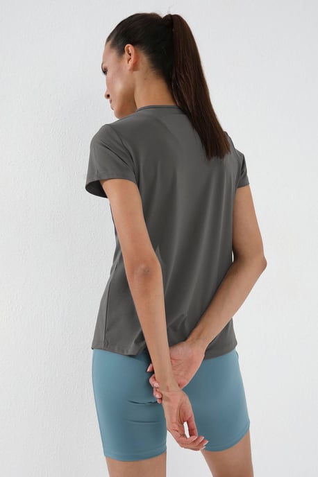 Damen Unifarben Kurzarm Rundhals T-Shirt - Image 6