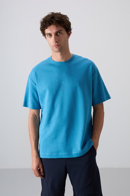 Übergrößiges Baumwoll-Mix Rundhals-T-Shirt - Image 1
