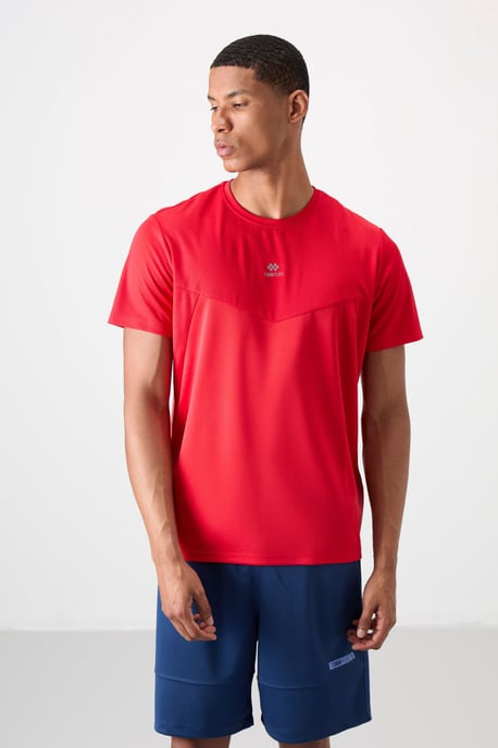 Herren Unifarbenes Polyester Rundhals-T-Shirt - Image 4