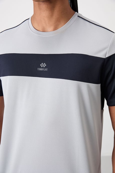 Herren Farbblock Rundhalsausschnitt T-Shirt - Image 4