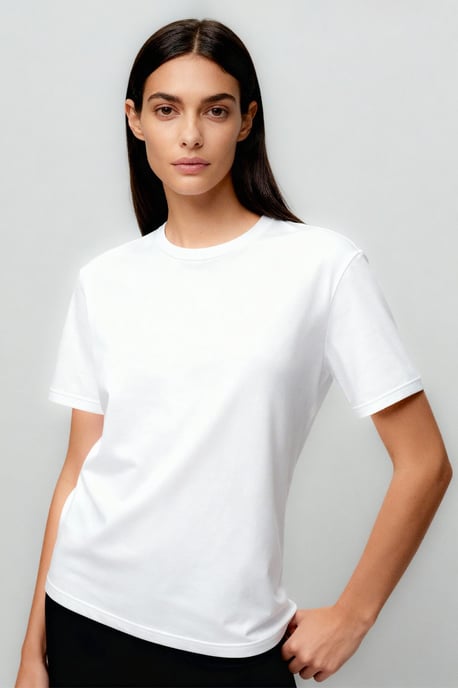 Damen Baumwoll-Elasthan Rundhals T-Shirt - Image 3