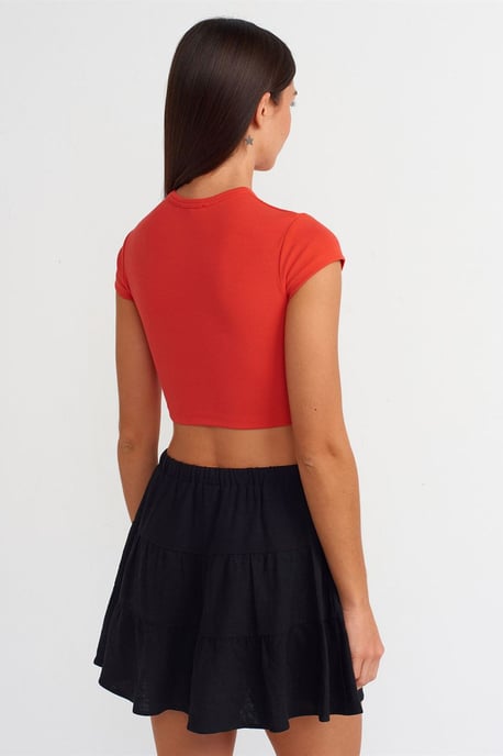 Damen Crop Slim-Fit Rundhalsausschnitt T-Shirt - Image 2