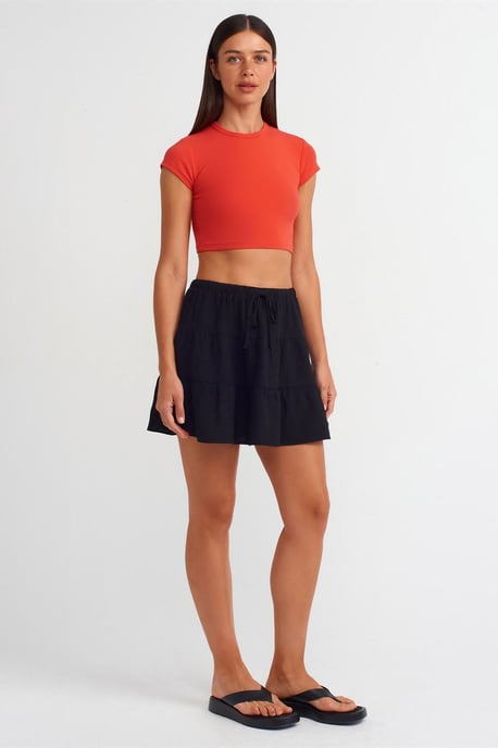 Damen Crop Slim-Fit Rundhalsausschnitt T-Shirt - Image 3