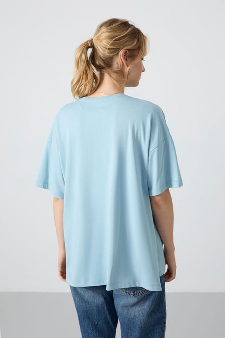 Übergröße Baumwoll-Modal Rundhals-T-Shirt - Image 6