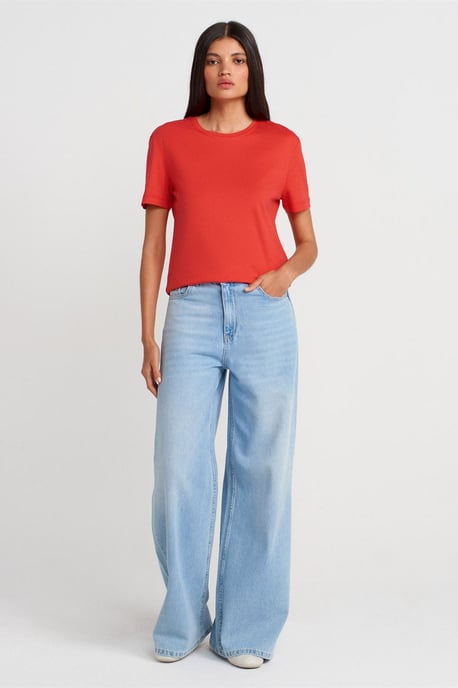 Damen Baumwoll-Modal Rundhalsausschnitt T-Shirt - Image 4