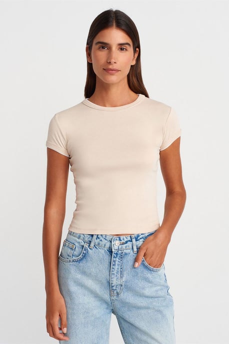 Damen Slim Fit Baumwoll-Crop-Top - Image 3