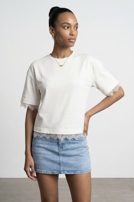 Damen Baumwoll-Elasthan Rundhals T-Shirt - Image 1