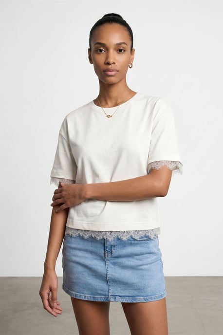 Damen Baumwoll-Elasthan Rundhals T-Shirt - Image 3