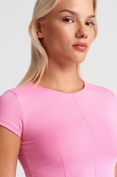 Tailliertes Crew-Hals Rüschenshirt - Image 3