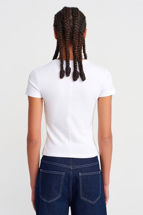 Slim Fit Baumwoll V-Ausschnitt T-Shirt - Image 2
