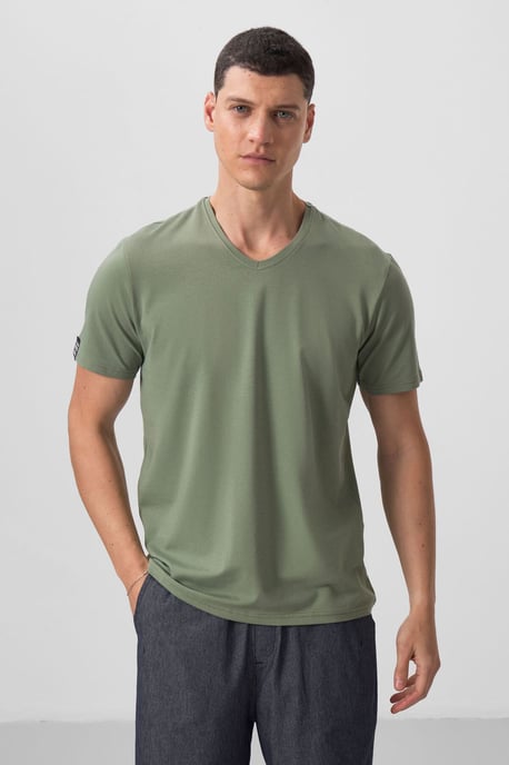 Herren V-Ausschnitt Kurzarm-T-Shirt - Image 2