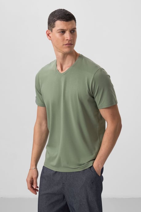 Herren V-Ausschnitt Kurzarm-T-Shirt - Image 5