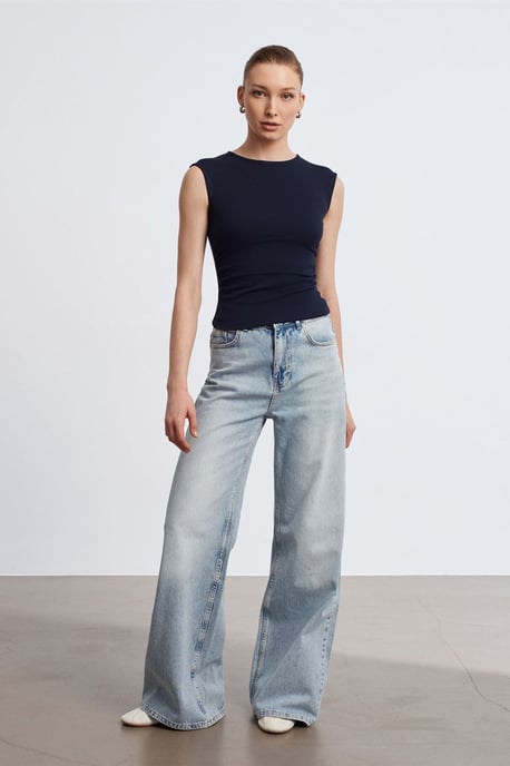 Damen Ripp-Ärmelloses Rundhals-T-Shirt - Image 4