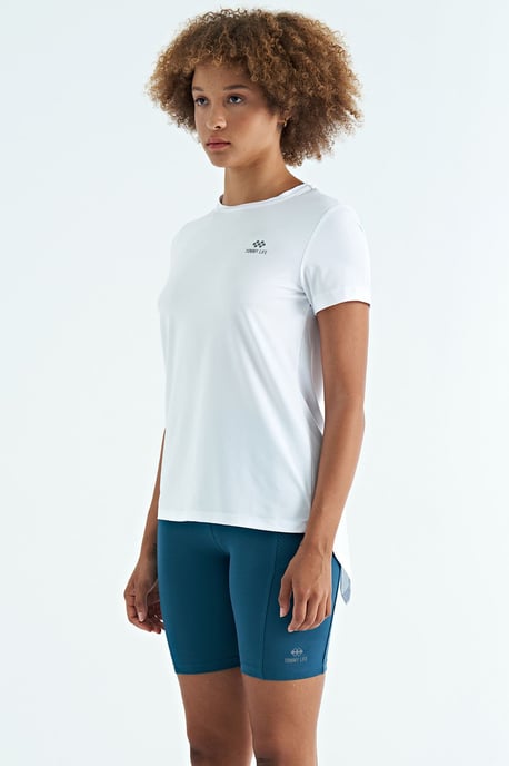 Damen lockeres Rundhals-T-Shirt mit Seitenschlitzen - Image 3