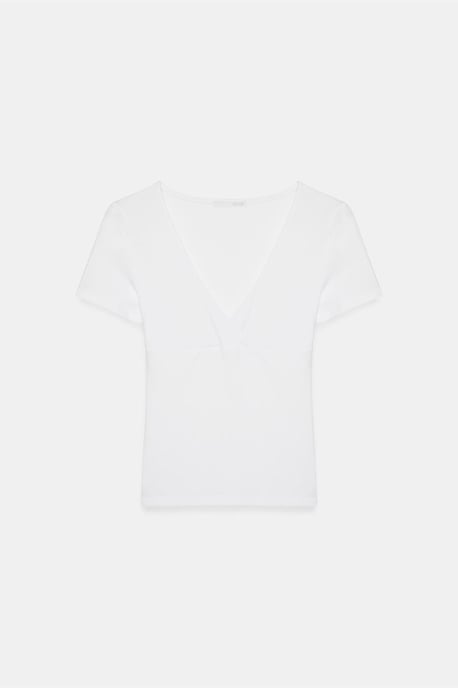 Figurbetontes V-Ausschnitt Kurzarm-T-Shirt - Image 5