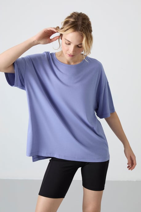 Übergröße Baumwoll-Modal Rundhalsausschnitt T-Shirt - Image 3