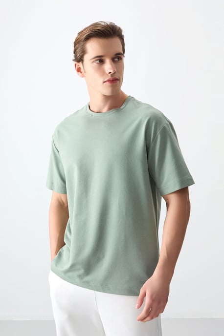 Oversized Baumwollmischung Rundhals-T-Shirt - Image 2