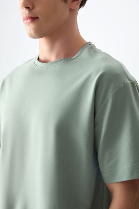 Oversized Baumwollmischung Rundhals-T-Shirt - Image 4