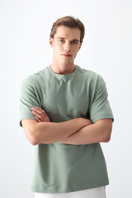 Oversized Baumwollmischung Rundhals-T-Shirt - Image 5