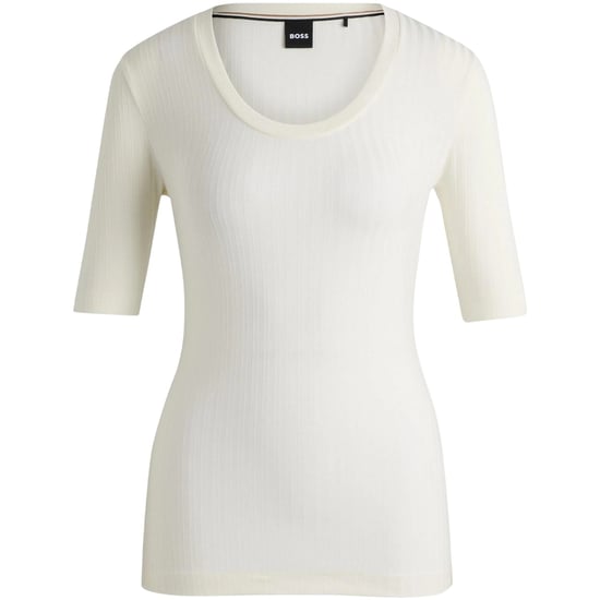 Boss - "Effilie" T-Shirt für Damen, gerippt (Weiß) - Image 1